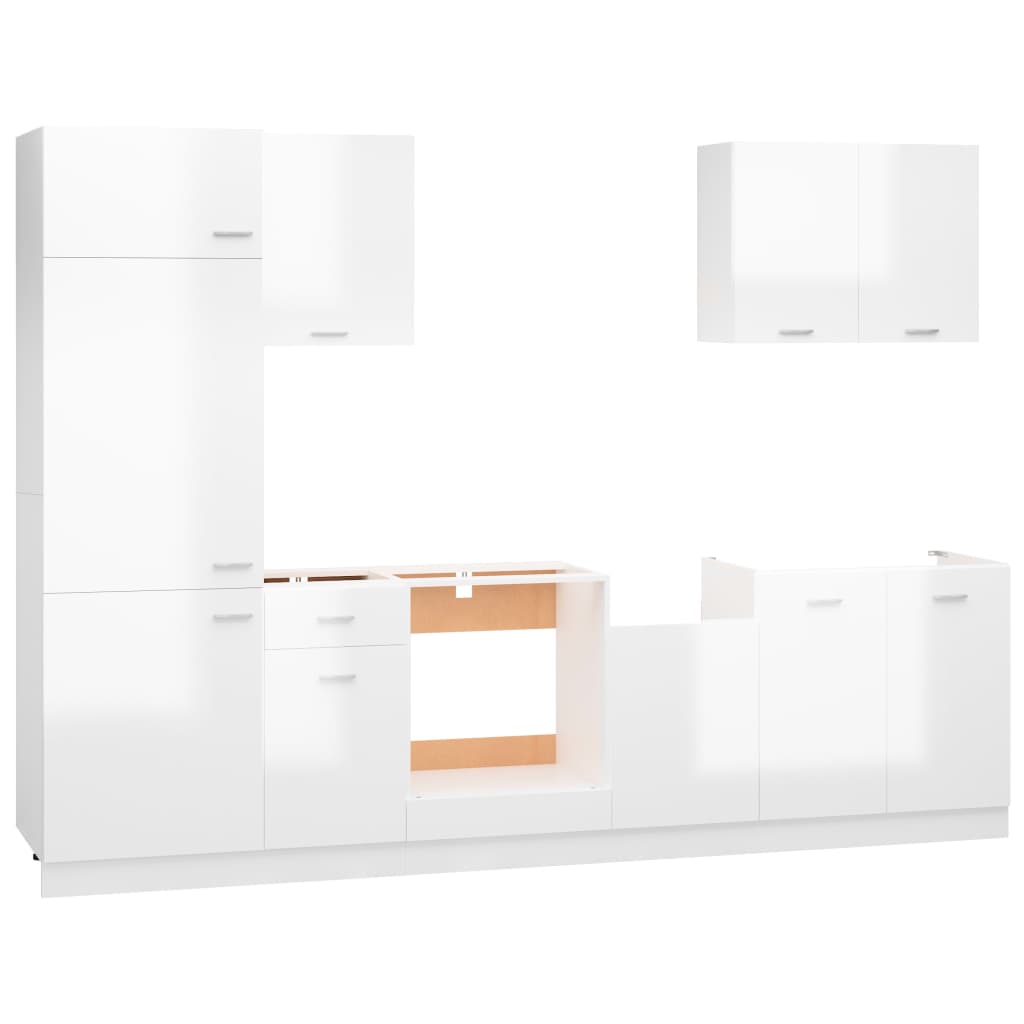 Juego muebles de cocina 7 pzas madera sintetizada Nexus blanco brillo - Vetonek