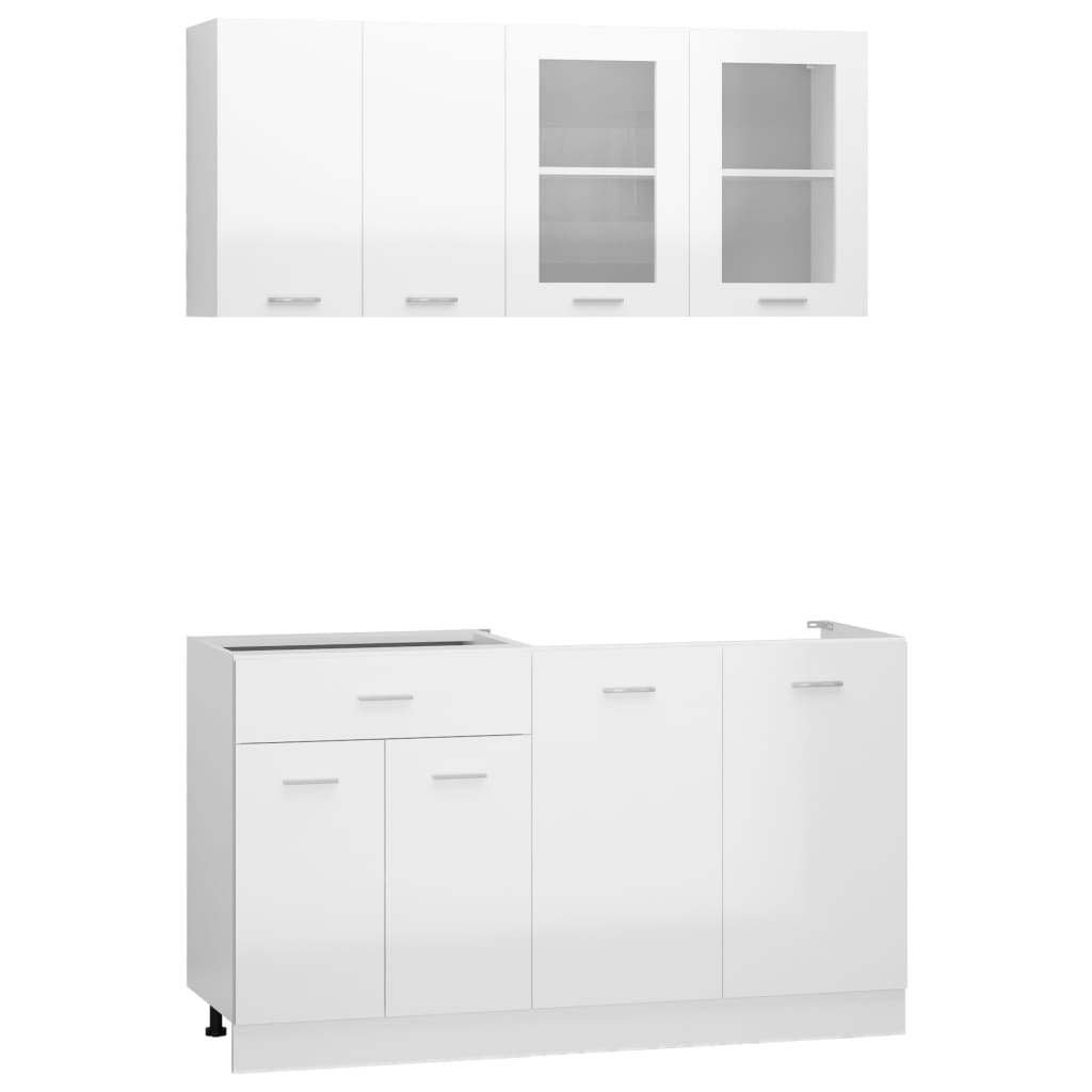 Juego muebles de cocina 4 pzas madera sintetizada Nexus blanco brillo - Vetonek