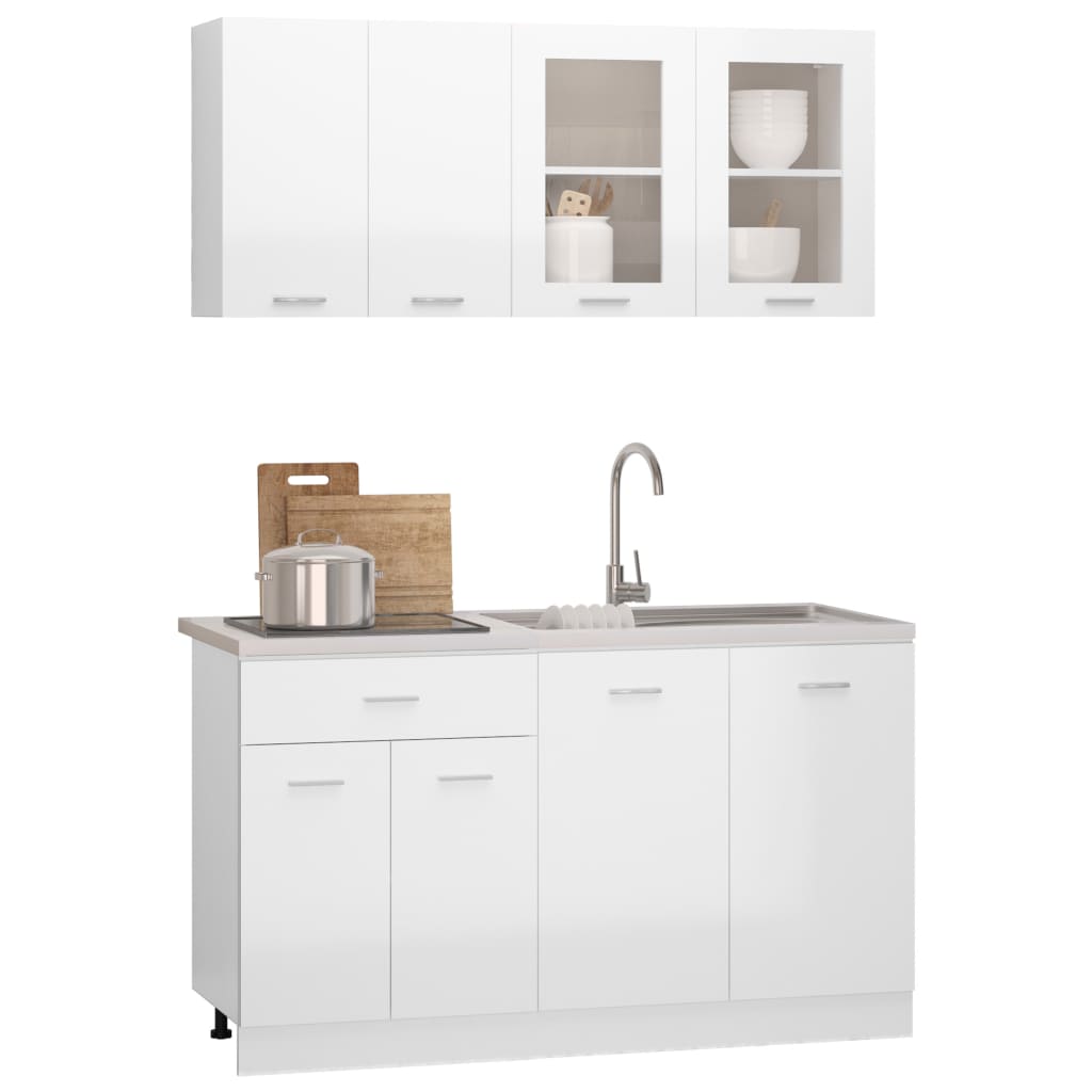 Juego muebles de cocina 4 pzas madera sintetizada Nexus blanco brillo - Vetonek