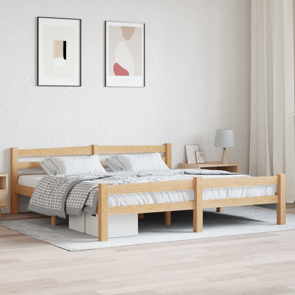 Vetonek Estructura de cama sin colchón madera maciza de pino 180x200 cm