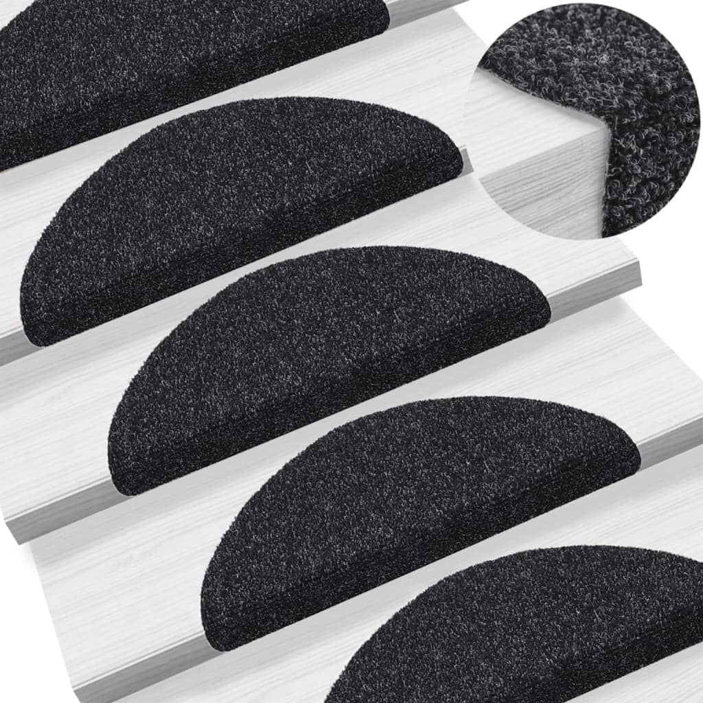 Vetonek Alfombrillas de escaleras autoadhesivas 10 uds negro 56x17x3 cm