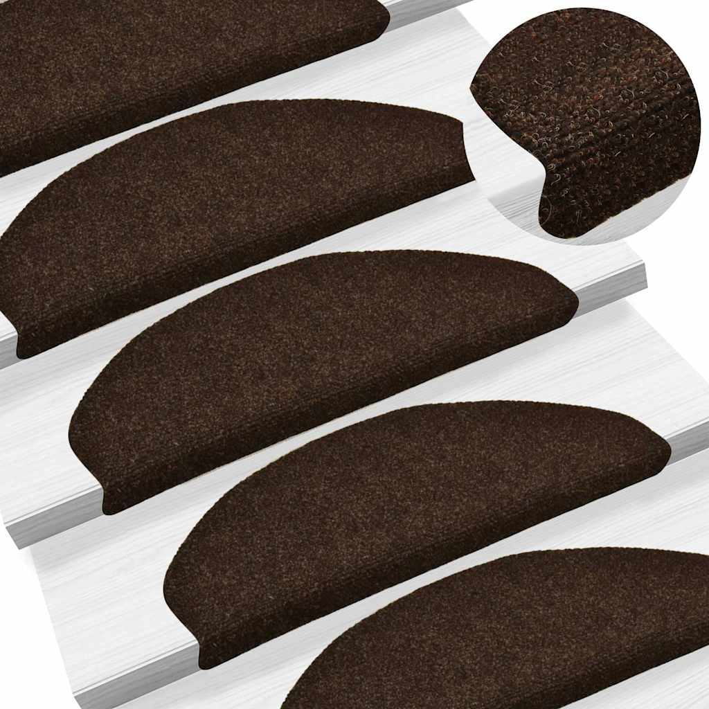 Tapis d'escalier autocollant 10 pcs 65x21x4 cm marron V8194 Vetonek