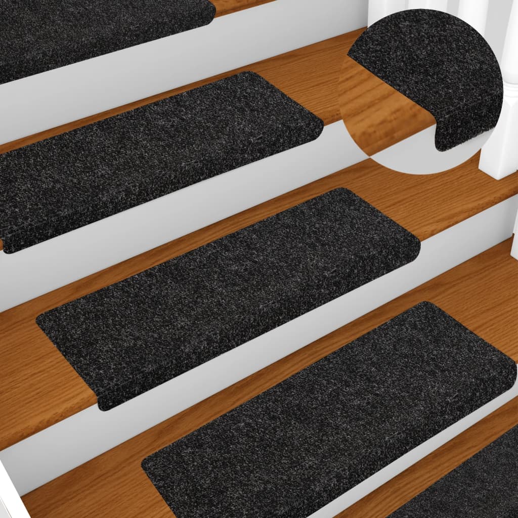 Vetonek Alfombrillas de escalera 5 unidades negro 65x21x4 cm