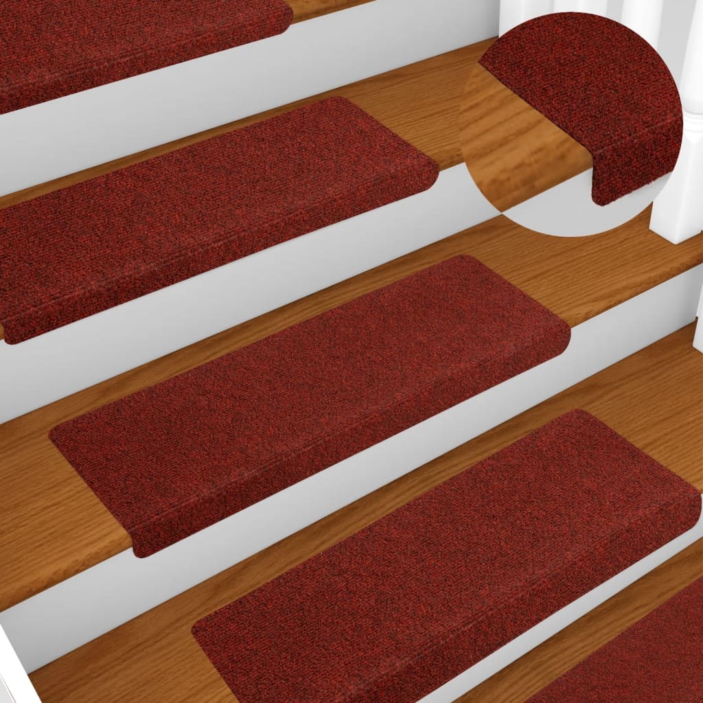 Vetonek Alfombrillas de escalera 5 unidades rojo burdeos 65x21x4 cm