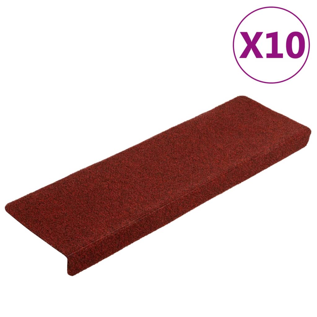 Carpetes de escada 10 unidades Borgonha 65x21x4 cm