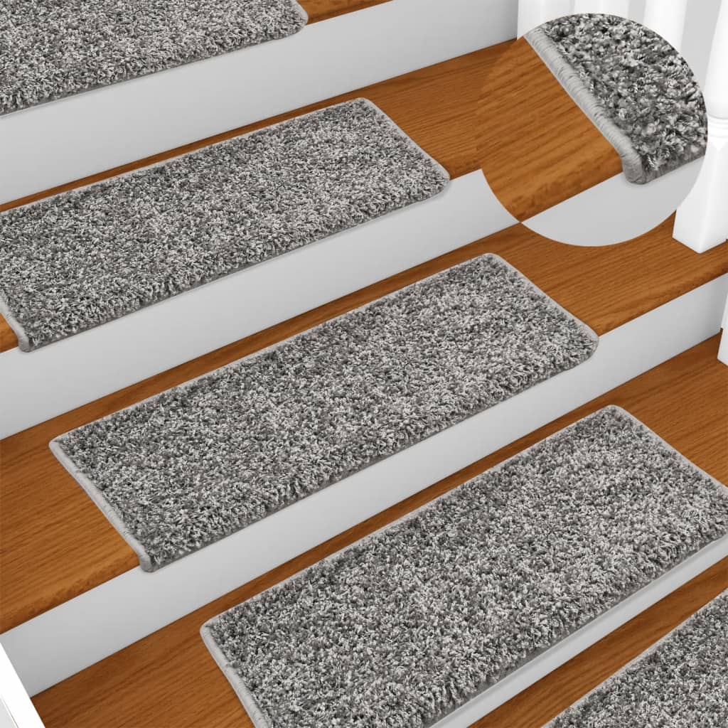 Vetonek Alfombrillas de escalera 10 unidades gris 65x21x4 cm