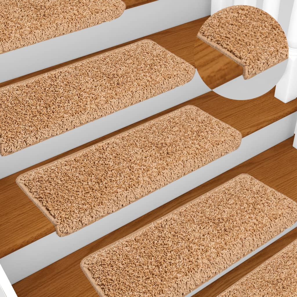 Vetonek Alfombrillas de escalera 10 unidades beige 65x21x4 cm