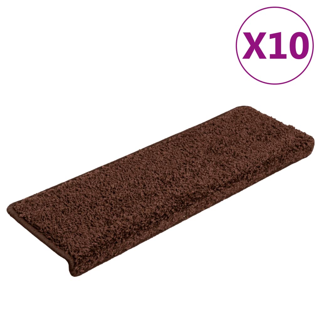 Carpetes de escada 10 unidades marrons 65x21x4 cm