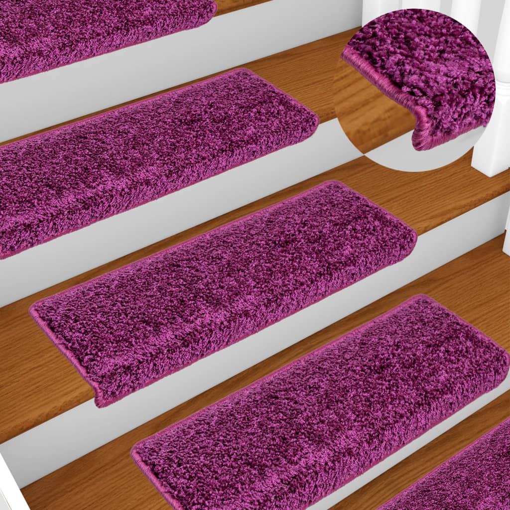 Vetonek Alfombrillas de escalera 10 unidades violeta 65x21x4 cm