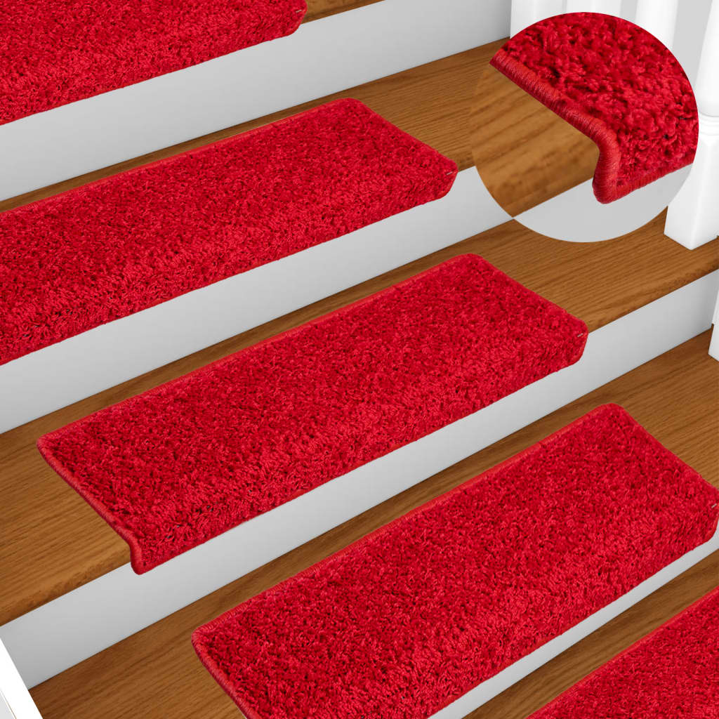 Vetonek Alfombrillas de escalera 10 unidades rojo 65x21x4 cm