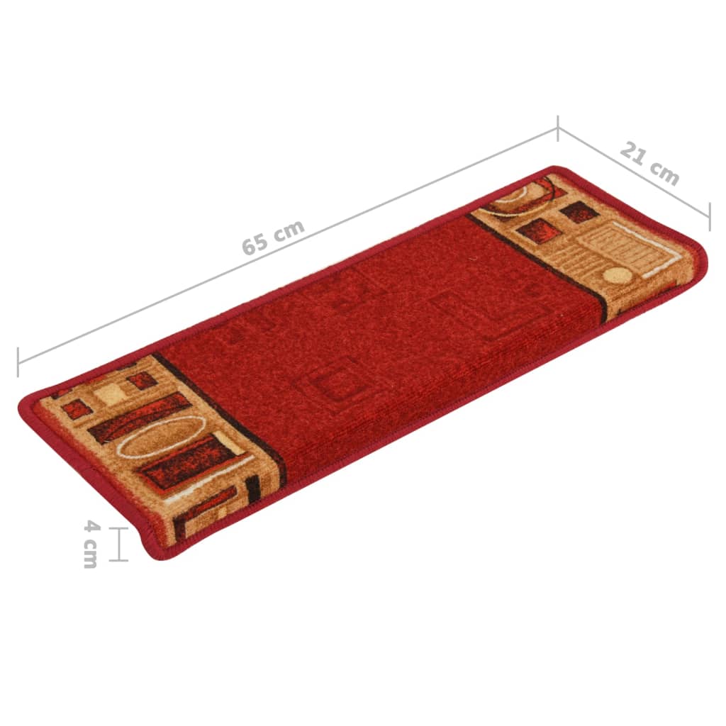 Alfombrillas de escalera autoadhesivas 5 uds rojo 65x21x4 cm