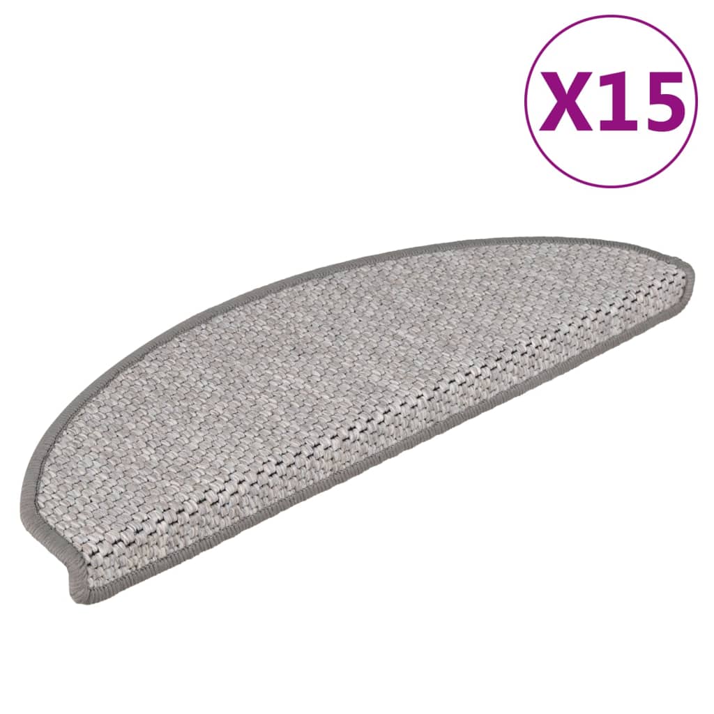 Alfombrillas autoadhesivas sisal 15 uds platina 65x21x4 cm