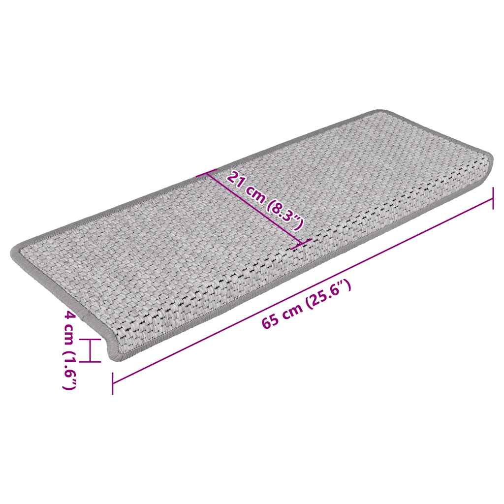 Alfombrillas autoadhesivas sisal 15 uds platina 65x21x4 cm vidaXL