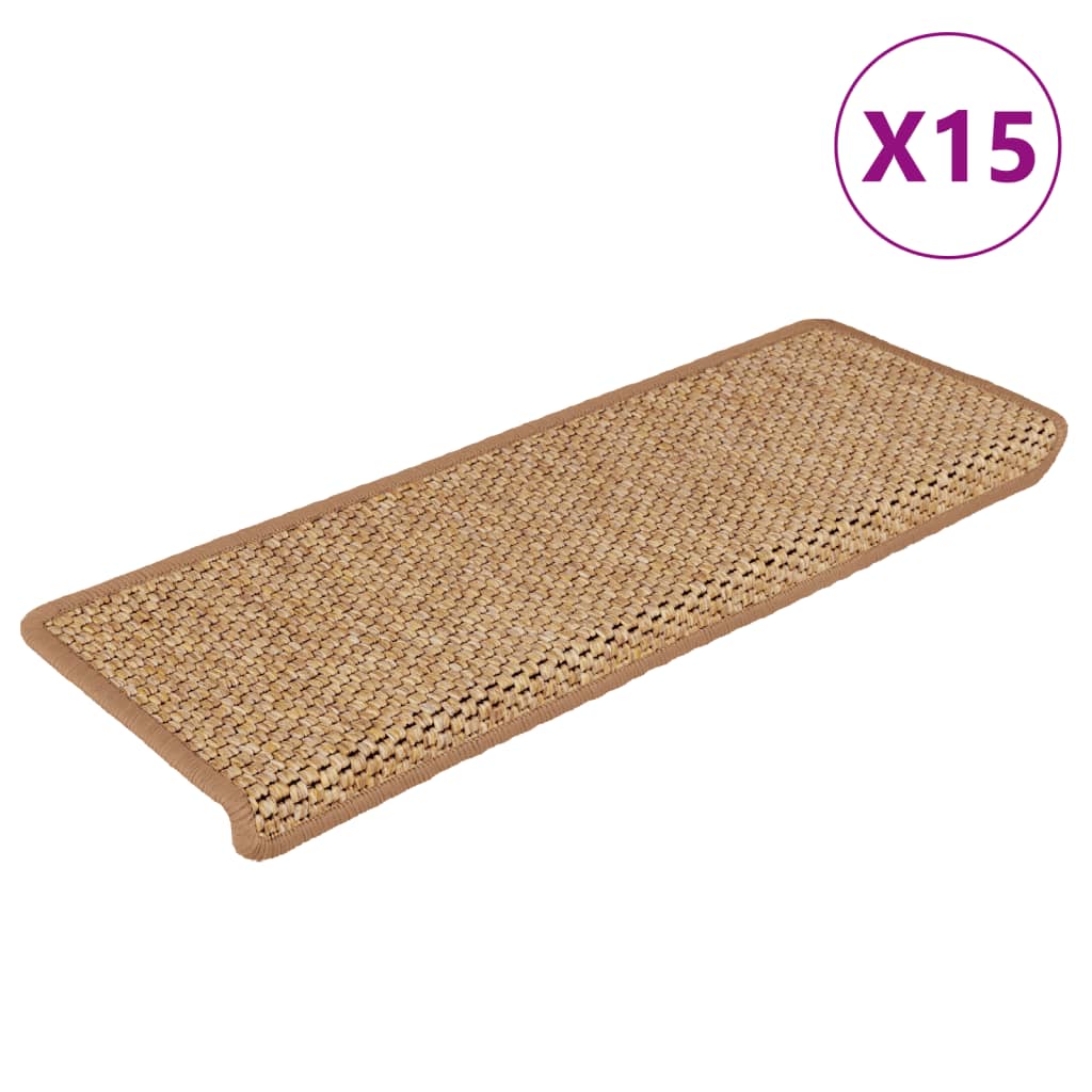 Alfombrilla autoadhesiva escalera sisal 15uds naranja 65x21x4cm