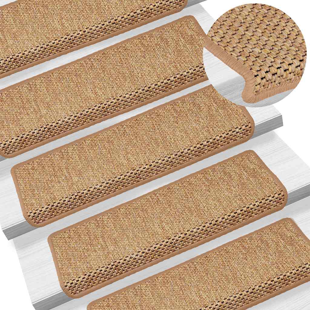 Vetonek Alfombrilla autoadhesiva escalera sisal 15uds naranja 65x21x4cm