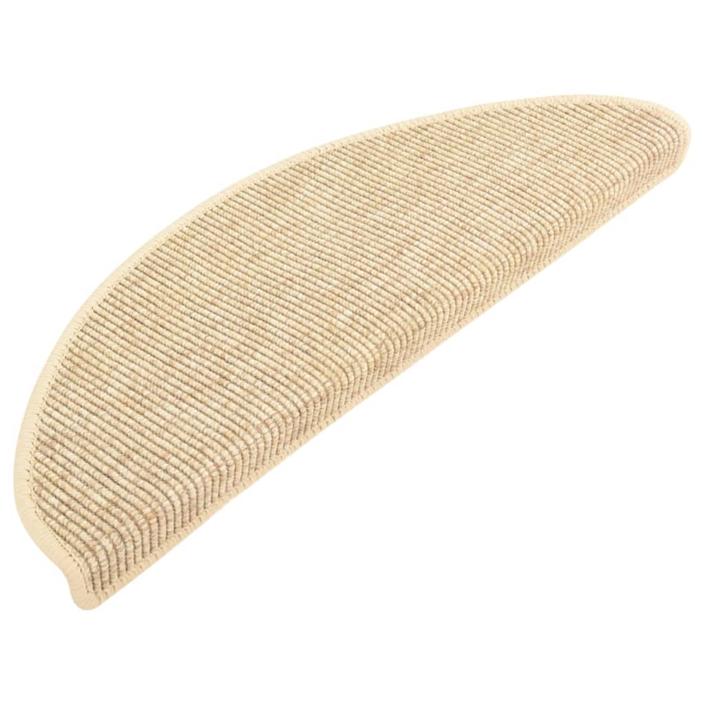 Alfombrilla autoadhesiva escalera sisal 15 uds beige 65x21x4 cm