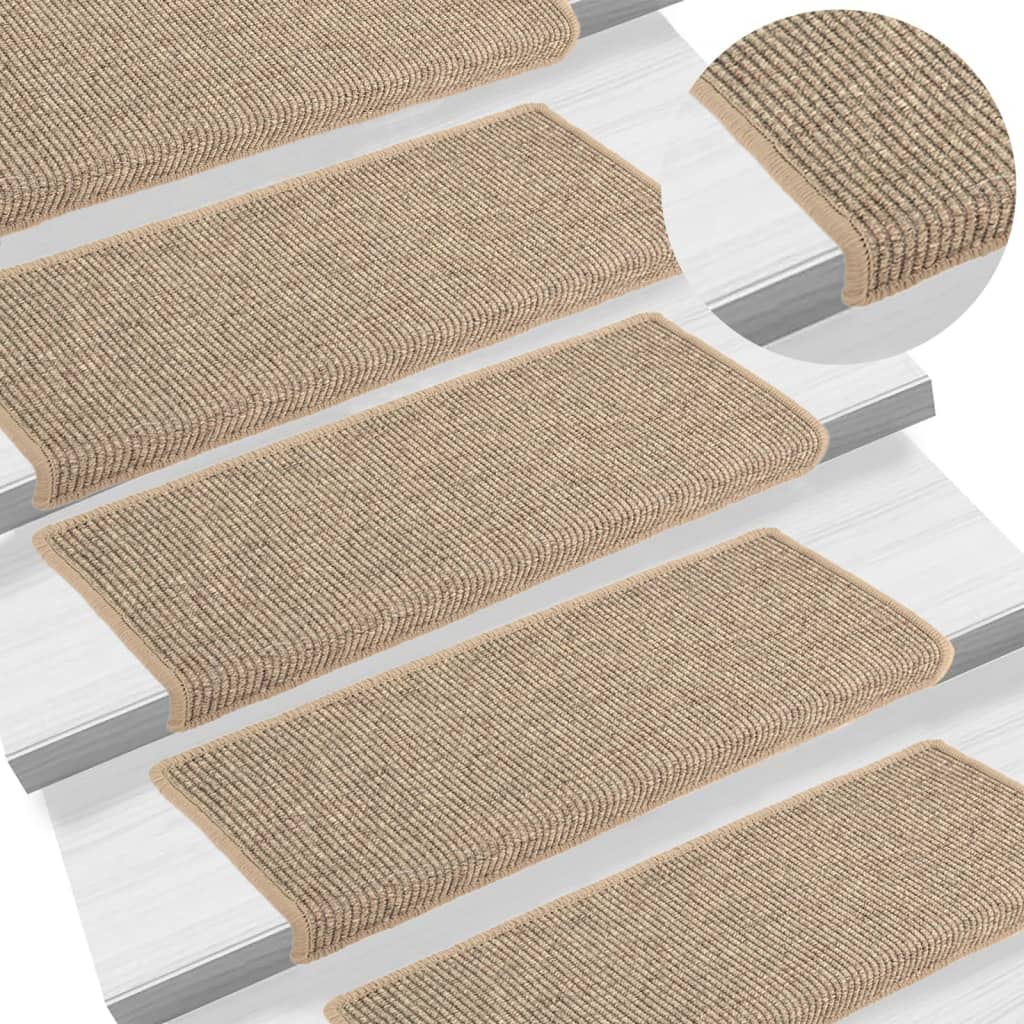 Vetonek Alfombrilla autoadhesiva escalera 15 uds beige oscuro 65x21x4cm