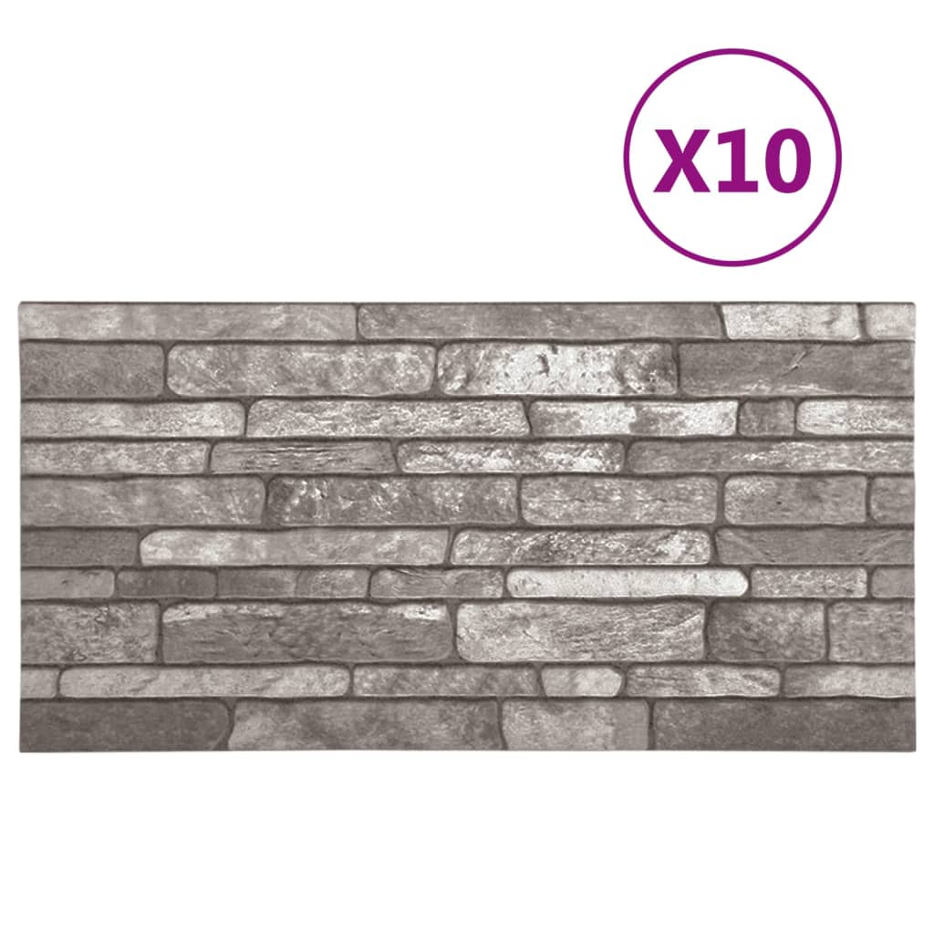 Paneles de pared 3D diseño de ladrillo 10 uds EPS gris oscuro - Vetonek