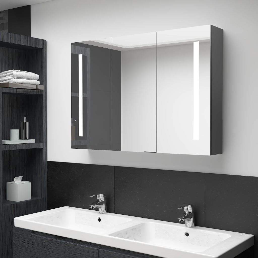 Vetonek Mueble de baño con espejo LED 89x14x62 cm