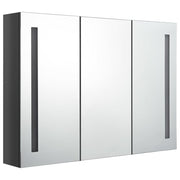 Vetonek Mueble de baño con espejo LED gris brillante 89x14x62 cm