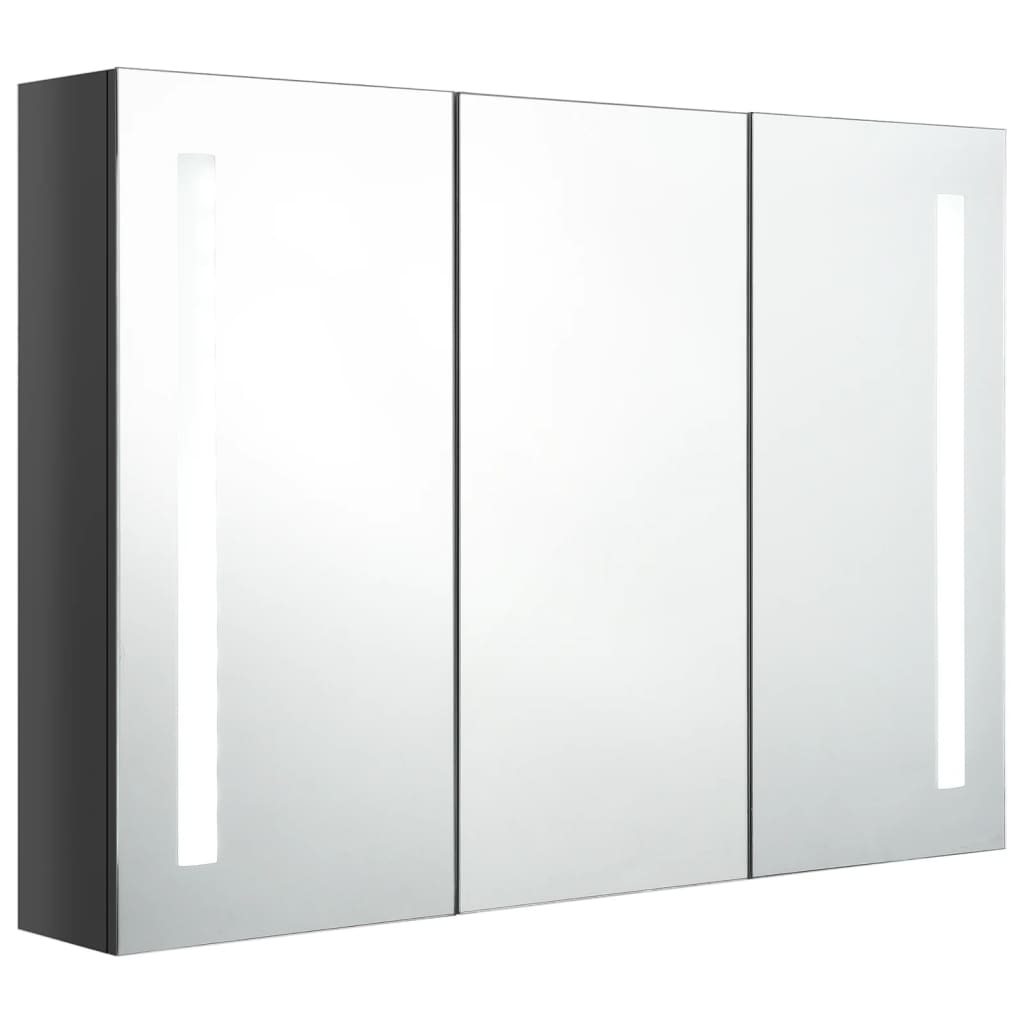 Bathroom furniture with bright gray led mirror 89x14x62 cm