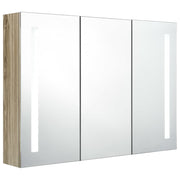 Vetonek Mueble de baño con espejo LED color roble 89x14x62 cm