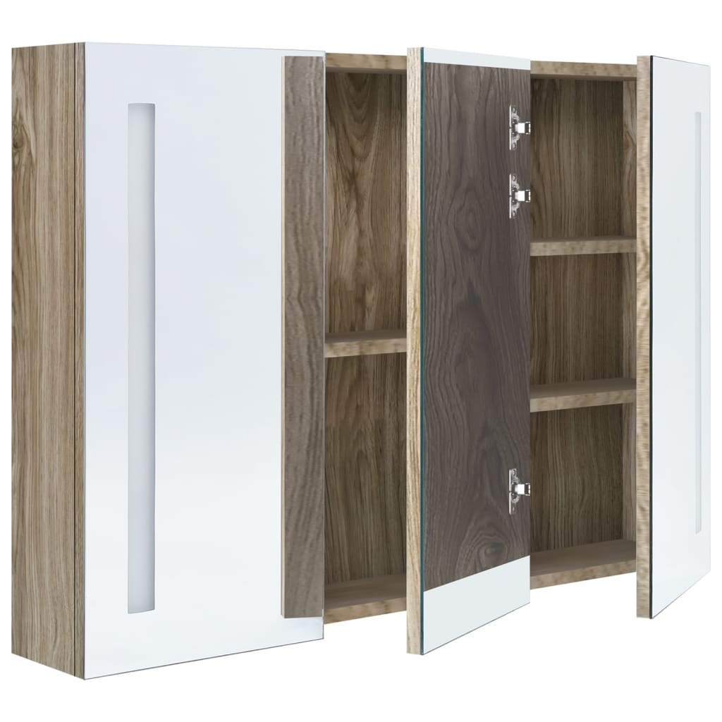 Mueble de baño con espejo led color roble 89x14x62 cm v2924 - Vetonek