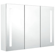 Vetonek Mueble de baño con espejo LED blanco brillante 89x14x62 cm