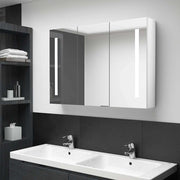 Mueble de baño con espejo led blanco brillante 89x14x62 cm v2948 Vetonek
