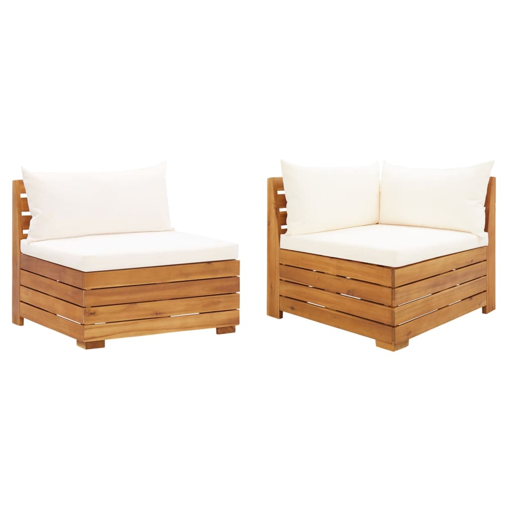 Vetonek Muebles de jardín 2 piezas con cojines madera maciza de acacia