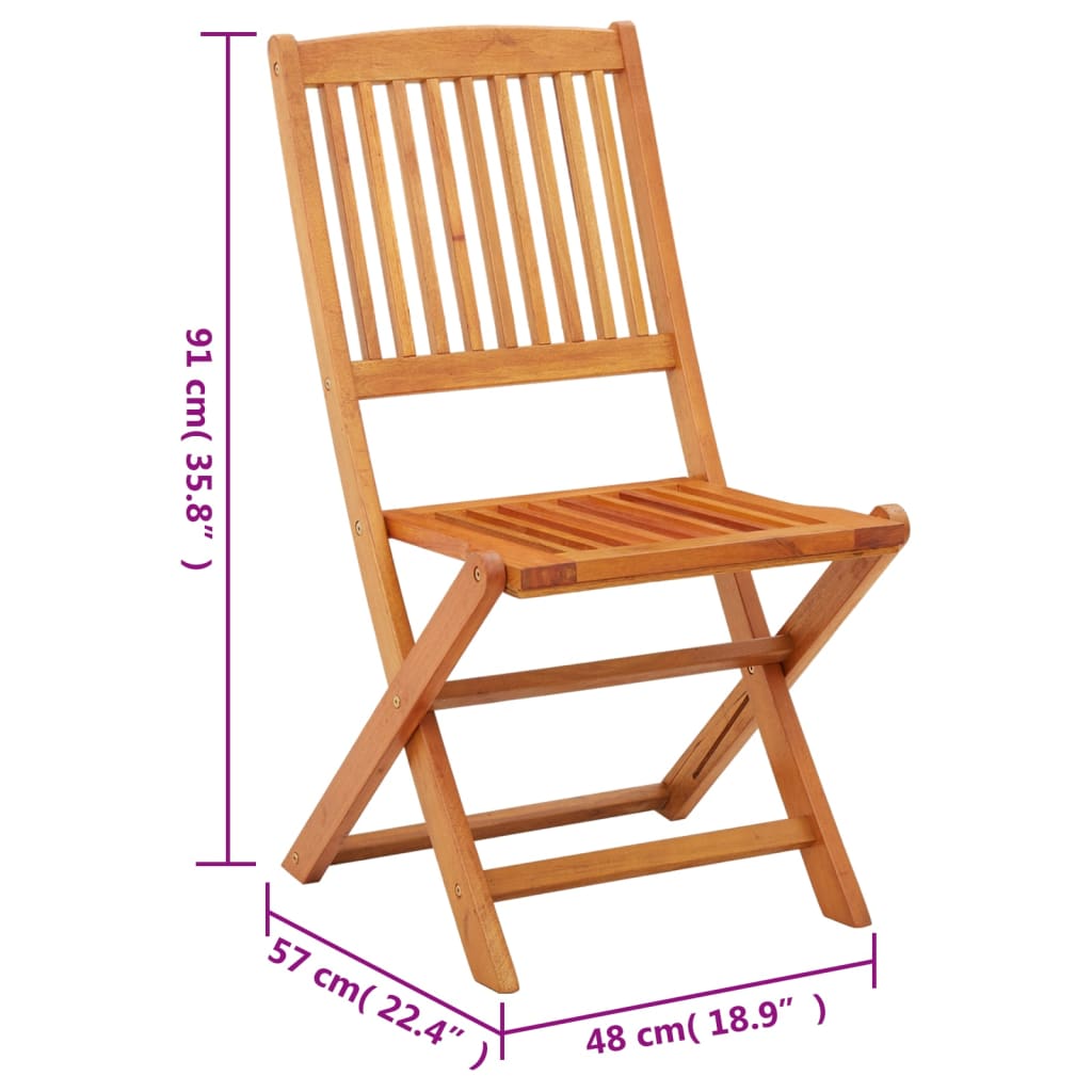 Folding garden chairs 2 pzas solid wood of eucalyptus