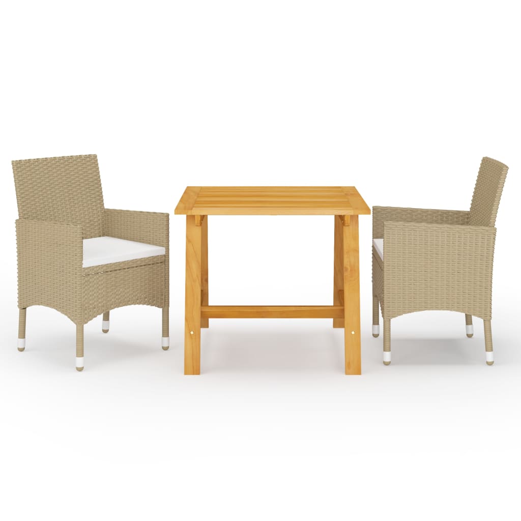 Vetonek Juego de comedor de jardín de 3 piezas beige