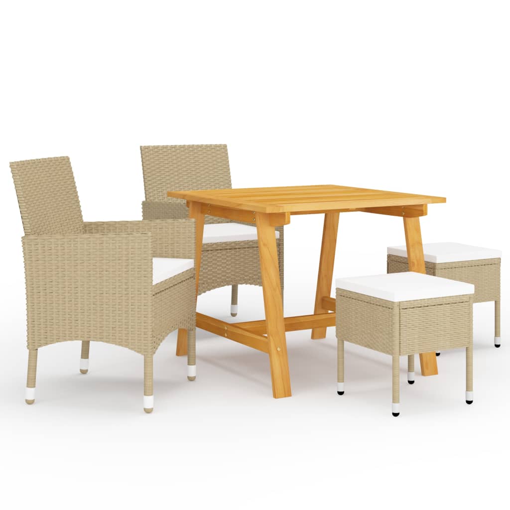 Vetonek Juego de comedor de jardín de 5 piezas beige