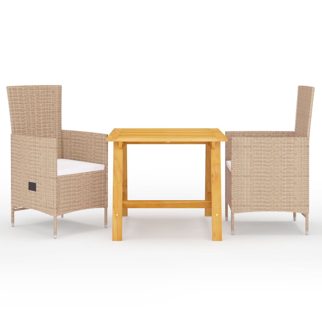 Vetonek Juego de comedor de jardín 3 piezas beige