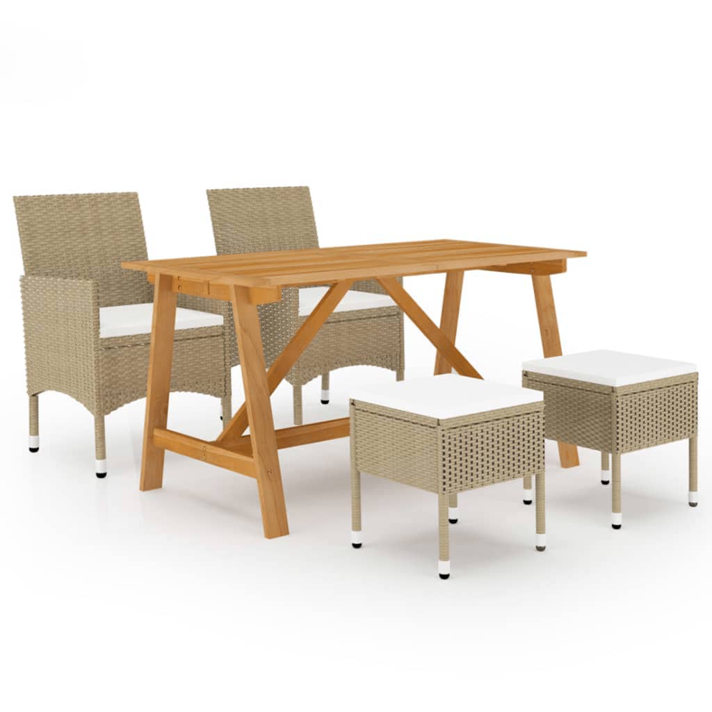 Vetonek Juego de comedor de jardín de 5 piezas beige