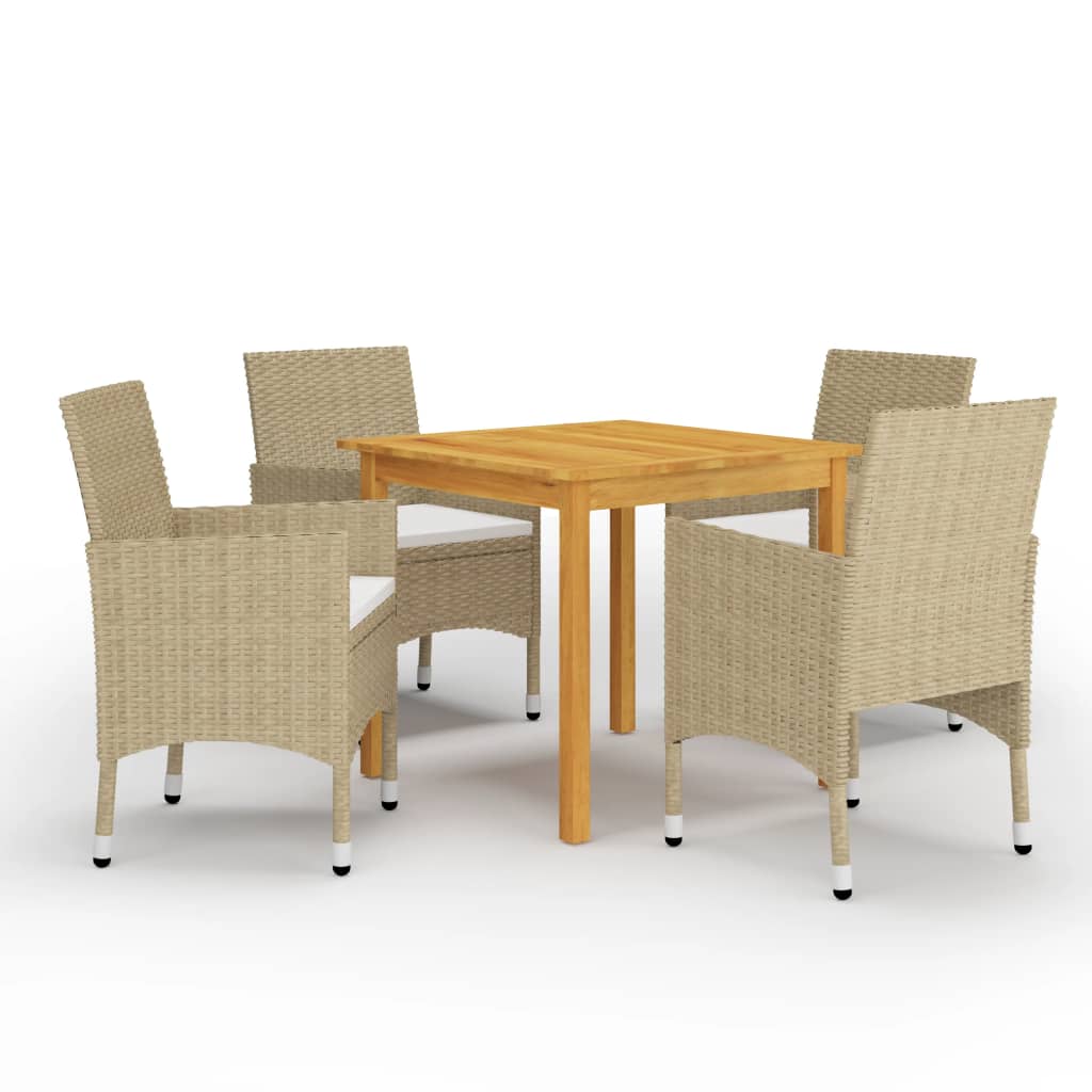 Vetonek Juego de comedor de jardín de 5 piezas beige