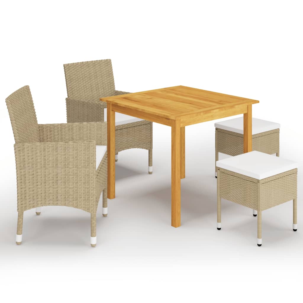 Vetonek Juego de comedor de jardín de 5 piezas beige