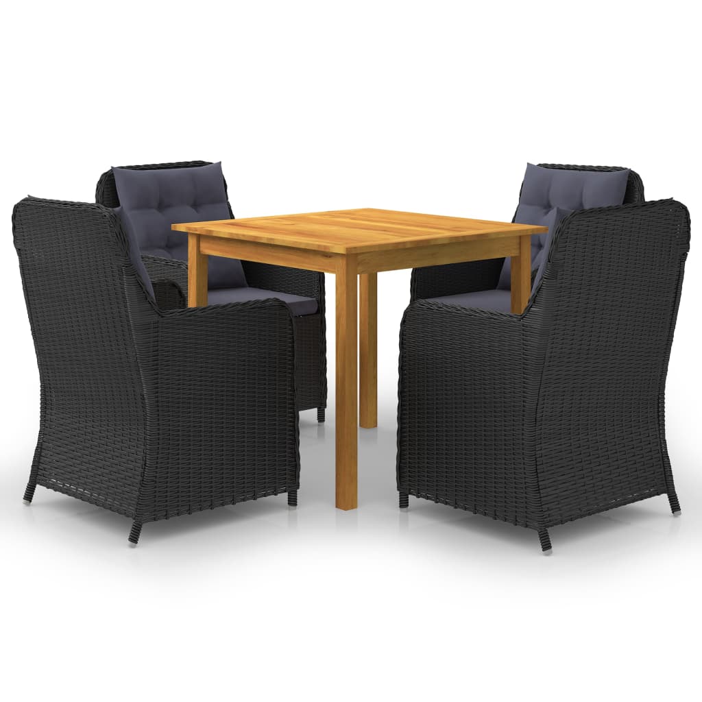 3067729 vidaXL 5 Piece Garden Dining Set Black (147875+2x46548)