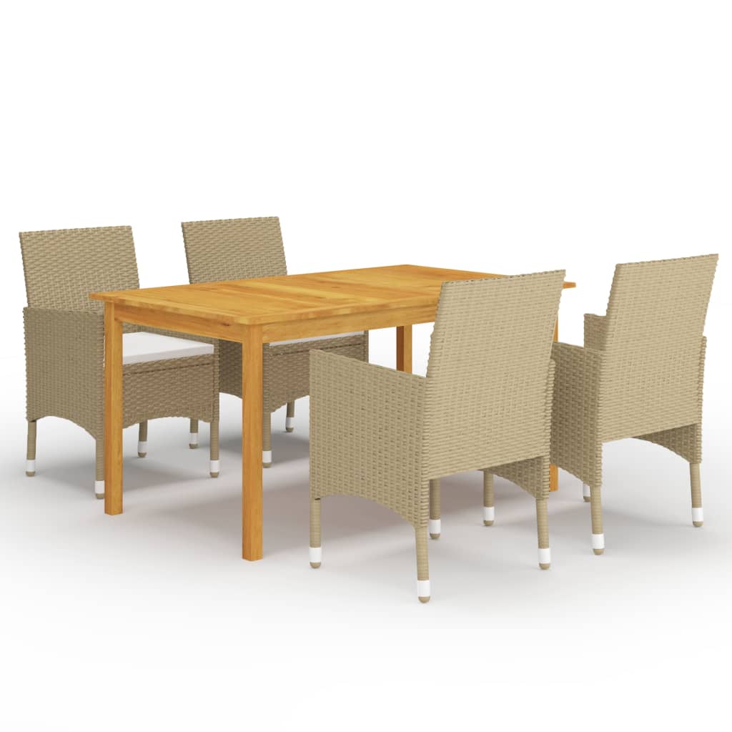 Vetonek Juego de comedor para jardín de 5 piezas beige