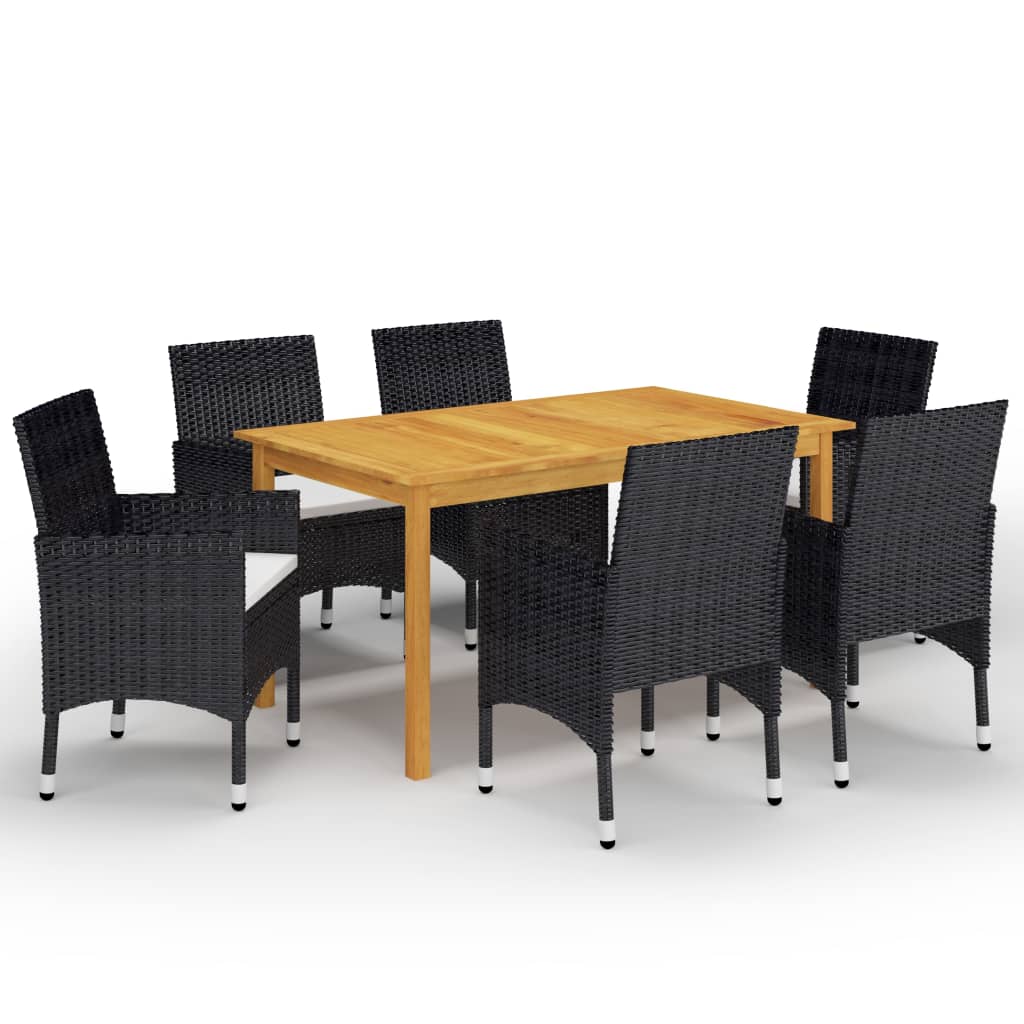 Vetonek Set de comedor de jardín de 7 piezas negro