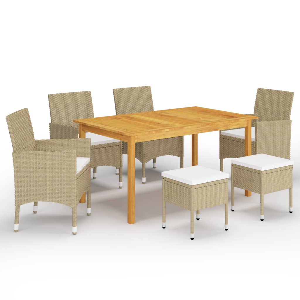 Vetonek Juego de comedor de jardín de 7 piezas beige