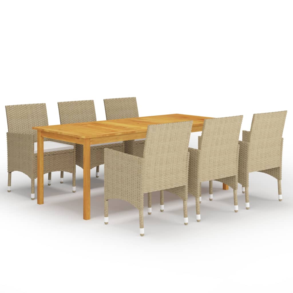 Vetonek Juego de comedor de jardín de 7 piezas beige