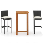 Conjunto de bar de jardim de 3 peças com almofadas pretas V0028 Vetonek