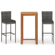 Conjunto de bar de jardim de 3 peças com almofadas cinza V0035 Vetonek