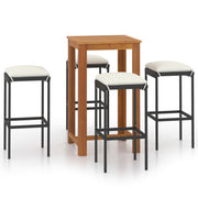 Conjunto de bar de jardim de 5 peças e almofadas de vime sintético preto V0103 Vetonek