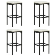 Conjunto de bar de jardim de 5 peças e almofadas de vime sintético preto V0103 Vetonek