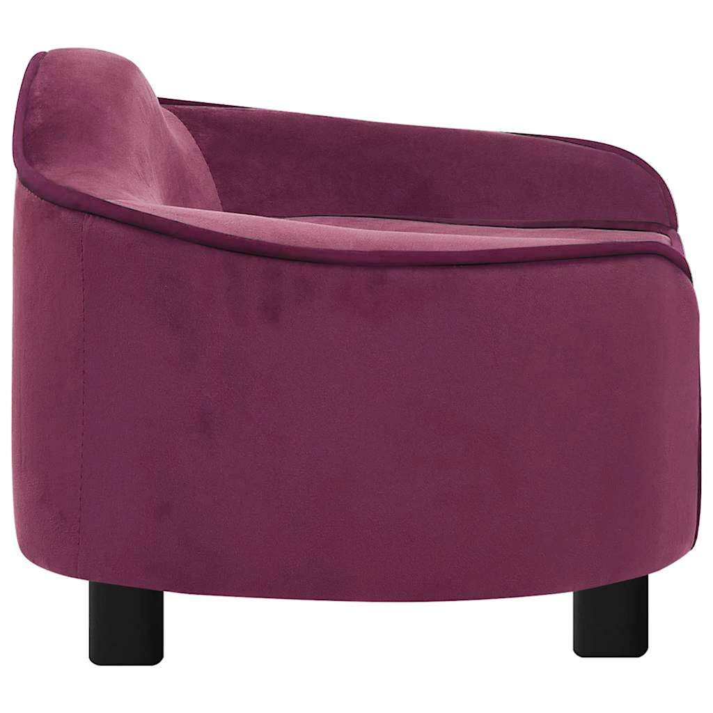 Burgundy plush dog sofa 67x47x36 cm V1445 Vetonek