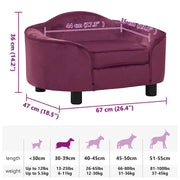 Burgundy plush dog sofa 67x47x36 cm V1445 Vetonek