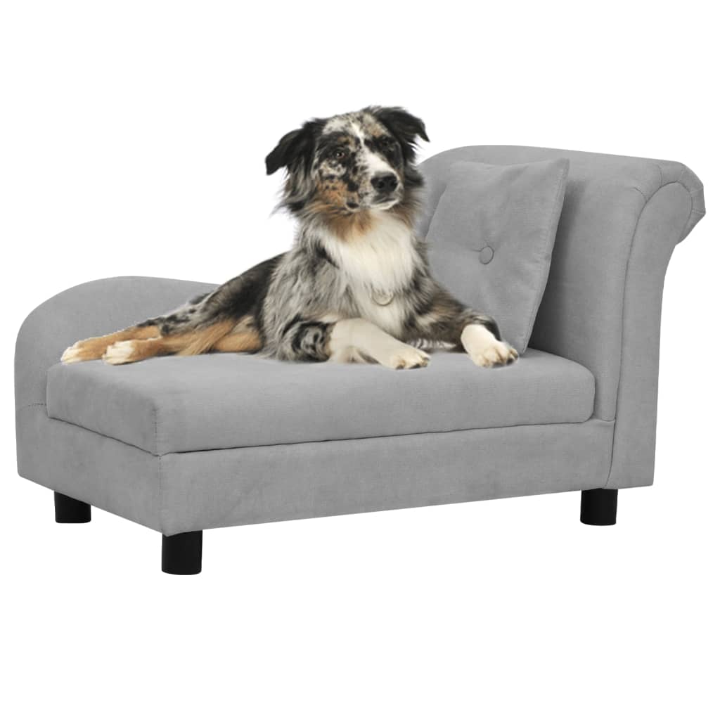 Vetonek Sofá para perros con almohada gris felpa 83x44x44 cm