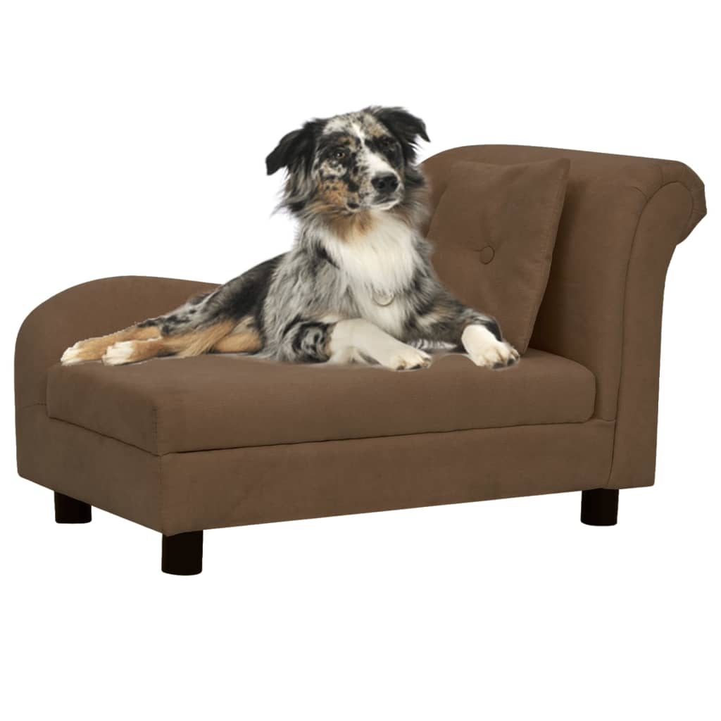 Vetonek Sofá para perros con almohada marrón felpa 83x44x44 cm